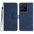 For vivo Y35 4G Global/Y22s 4G Global Heart Pattern Skin Feel Leather Phone Case(Royal Blue)