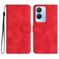 For vivo Y02s 4G Global Heart Pattern Skin Feel Leather Phone Case(Red)