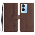 For vivo Y02s 4G Global Heart Pattern Skin Feel Leather Phone Case(Brown)