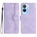 For vivo Y02s 4G Global Heart Pattern Skin Feel Leather Phone Case(Purple)