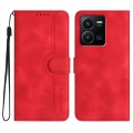 For vivo Y22 4G Global/Y77 5G Global Heart Pattern Skin Feel Leather Phone Case(Red)