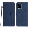 For vivo Y33s 4G Global/Y21/Y21s/Y21t Heart Pattern Skin Feel Leather Phone Case(Royal Blue)