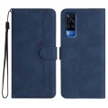 For vivo Y53s 4G/Y51a/Y33 4G Heart Pattern Skin Feel Leather Phone Case(Royal Blue)
