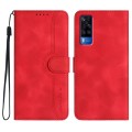 For vivo Y51 2020 India/Y31 4G India Heart Pattern Skin Feel Leather Phone Case(Red)