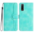 For vivo Y70s Heart Pattern Skin Feel Leather Phone Case(Light Blue)