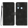 For vivo Y17/Y15/Y12/Y11 Heart Pattern Skin Feel Leather Phone Case(Black)