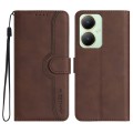 For vivo Y27 4G Global Heart Pattern Skin Feel Leather Phone Case(Brown)