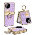 For Huawei Pocket 2 GKK Rhombus Pattern Electroplated Leather Phone Case with Ring(Purple)