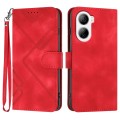 For ZTE Libero 5G IV Line Pattern Skin Feel Leather Phone Case(Red)