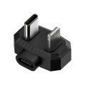 Type-C to USB-C / Type-C + 8 Pin Lavalier Microphone U-shaped Charging Adapter OTG Converter(Black)