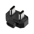 8 Pin to Dual USB-C / Type-C Lavalier Microphone U-shaped Charging Adapter OTG Converter(Black)
