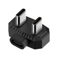 Type-C to Dual USB-C / Type-C Lavalier Microphone U-shaped Charging Adapter OTG Converter(Black)