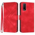 For vivo Y20a/Y20g/Y12a Line Pattern Skin Feel Leather Phone Case(Red)