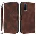 For vivo Y20a/Y20g/Y12a Line Pattern Skin Feel Leather Phone Case(Coffee)