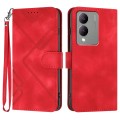 For vivo Y17s 4G Global/Y28 5G India Line Pattern Skin Feel Leather Phone Case(Red)
