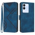 For vivo V30 Lite 5G Global Line Pattern Skin Feel Leather Phone Case(Royal Blue)