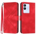 For vivo V29e 5G Global/Y200 5G Global Line Pattern Skin Feel Leather Phone Case(Red)