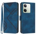For vivo Y100 5G Global Line Pattern Skin Feel Leather Phone Case(Royal Blue)