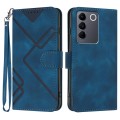 For vivo V27e 4G Global/T2 4G Global Line Pattern Skin Feel Leather Phone Case(Royal Blue)
