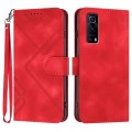 For vivo Y72 5G/iQOO Z3/Y52 5G Line Pattern Skin Feel Leather Phone Case(Red)