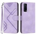 For vivo Y72 5G/iQOO Z3/Y52 5G Line Pattern Skin Feel Leather Phone Case(Light Purple)