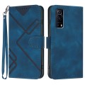 For vivo Y72 5G/iQOO Z3/Y52 5G Line Pattern Skin Feel Leather Phone Case(Royal Blue)