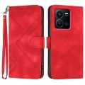 For vivo Y35 4G Global/Y22s 4G Global Line Pattern Skin Feel Leather Phone Case(Red)