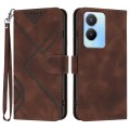 For vivo Y02s 4G Global Line Pattern Skin Feel Leather Phone Case(Coffee)