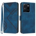 For vivo Y22 4G Global/Y77 5G Global Line Pattern Skin Feel Leather Phone Case(Royal Blue)