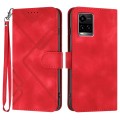 For vivo Y33s 4G Global/Y21/Y21s/Y21t Line Pattern Skin Feel Leather Phone Case(Red)
