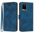 For vivo Y33s 4G Global/Y21/Y21s/Y21t Line Pattern Skin Feel Leather Phone Case(Royal Blue)