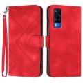 For vivo Y53s 4G/Y51a/Y33 4G Line Pattern Skin Feel Leather Phone Case(Red)