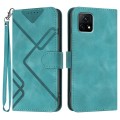 For vivo Y72 5G India Line Pattern Skin Feel Leather Phone Case(Light Blue)