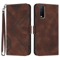 For vivo Y20/Y20i/Y11s/Y12s/iQOO U1x Line Pattern Skin Feel Leather Phone Case(Coffee)