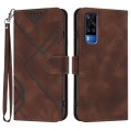 For vivo Y51 2020 India/Y31 4G India Line Pattern Skin Feel Leather Phone Case(Coffee)