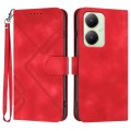For vivo Y27 4G Global Line Pattern Skin Feel Leather Phone Case(Red)