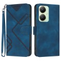 For vivo Y27 4G Global Line Pattern Skin Feel Leather Phone Case(Royal Blue)