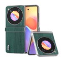 For ZTE nubia Flip ABEEL Three Parts Frosted Transparent Frame Hinge Wood Texture PU Phone Case(Gree