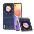 For ZTE nubia Flip ABEEL Three Parts Frosted Transparent Frame Hinge Weave Plaid PU Phone Case(Blue)