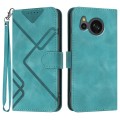 For Sharp Aquos sense8/SHC11/SH-54D Line Pattern Skin Feel Leather Phone Case(Light Blue)