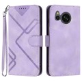 For Sharp Aquos sense8/SHC11/SH-54D Line Pattern Skin Feel Leather Phone Case(Light Purple)