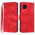 For Sharp Aquos Sense 6/Aquos Sense6s Line Pattern Skin Feel Leather Phone Case(Red)
