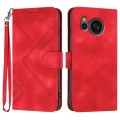 For Sharp Aquos sense7/SH-53C/SHG10 Line Pattern Skin Feel Leather Phone Case(Red)