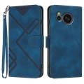 For Sharp Aquos sense7/SH-53C/SHG10 Line Pattern Skin Feel Leather Phone Case(Royal Blue)