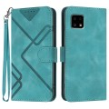 For Sharp Aquos sense4 4G/5G/Sense4 Lite Line Pattern Skin Feel Leather Phone Case(Light Blue)