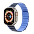 For Apple Watch SE 2022 44mm ZGA Two Color Magnetic Silicone Watch Band(Dark Blue+Light Blue)