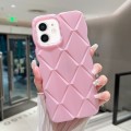 For iPhone 12 Metallic Paint Diamond Lattice Skin Feel Full Coverage Shockproof Phone Case(Pink)