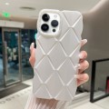 For iPhone 12 Pro Metallic Paint Diamond Lattice Skin Feel Full Coverage Shockproof Phone Case(White
