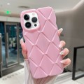 For iPhone 13 Pro Metallic Paint Diamond Lattice Skin Feel Full Coverage Shockproof Phone Case(Pink)