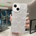 For iPhone 14 Metallic Paint Diamond Lattice Skin Feel Full Coverage Shockproof Phone Case(White)